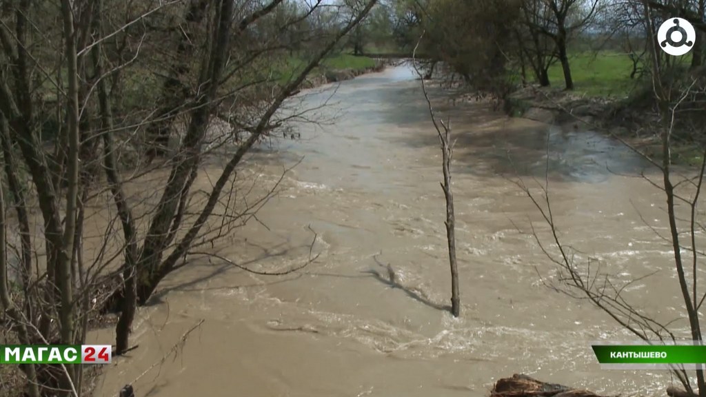 В Кантышево Ингушетии уровень воды в реке Камбилеевка поднялся до критических отметок